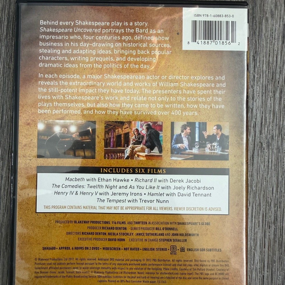 PBS Shakespeare Uncovered Series 1 DVD 2-Disc Set w/ David Tennant Jeremy Irons - Picture 3 of 6